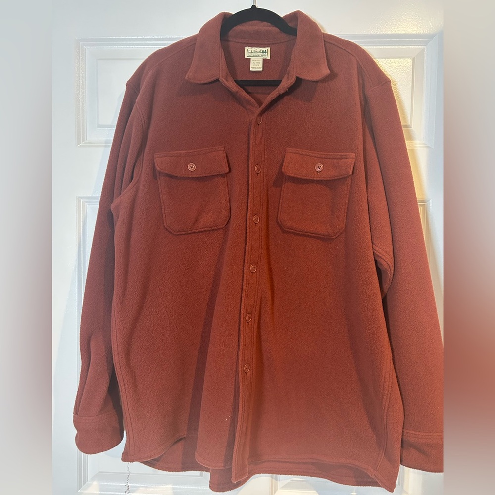 L.L. Bean Fleece Button-Down Shirt | XL | Rust Color